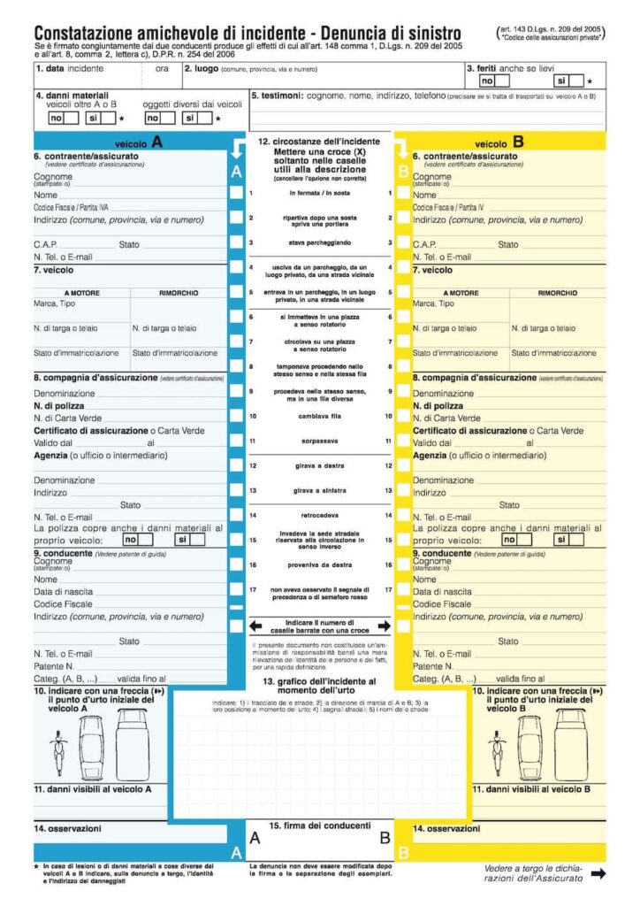 Modulo di Constatazione Amichevole di Incidente